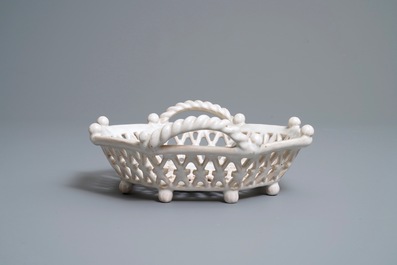 An octagonal reticulated white Delftware basket, Delft or Frankfurt, 17th C.